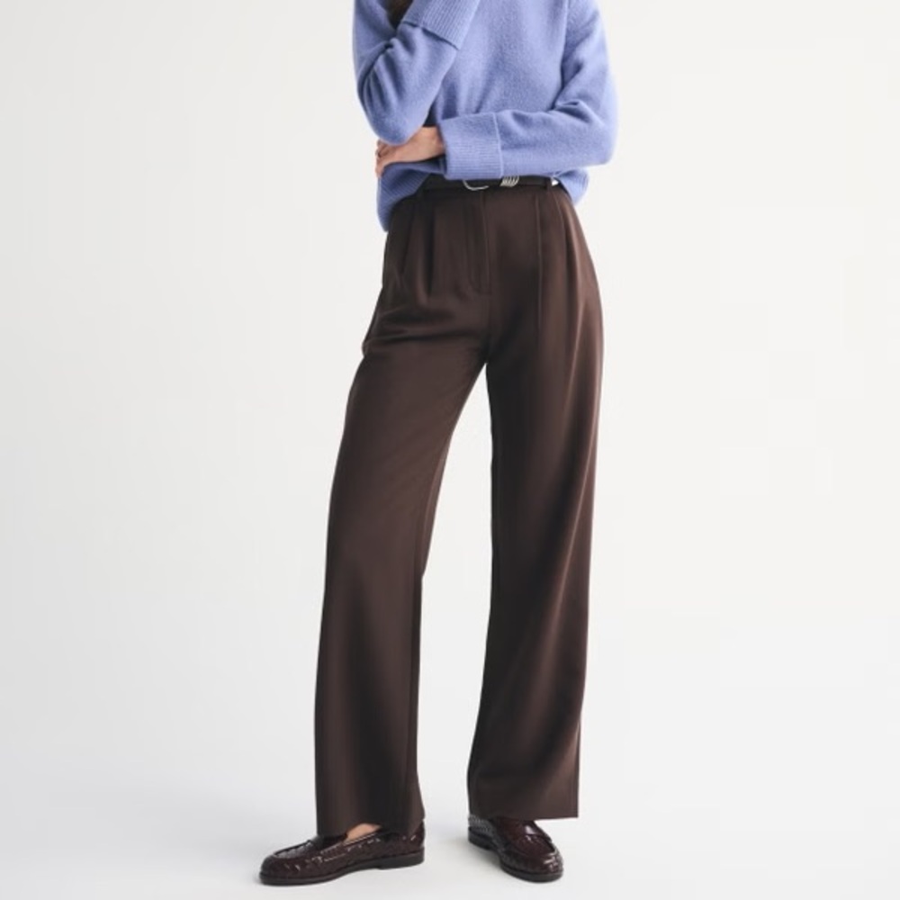 Abercrombie & Fitch Brown Tailored Wide Leg Trousers